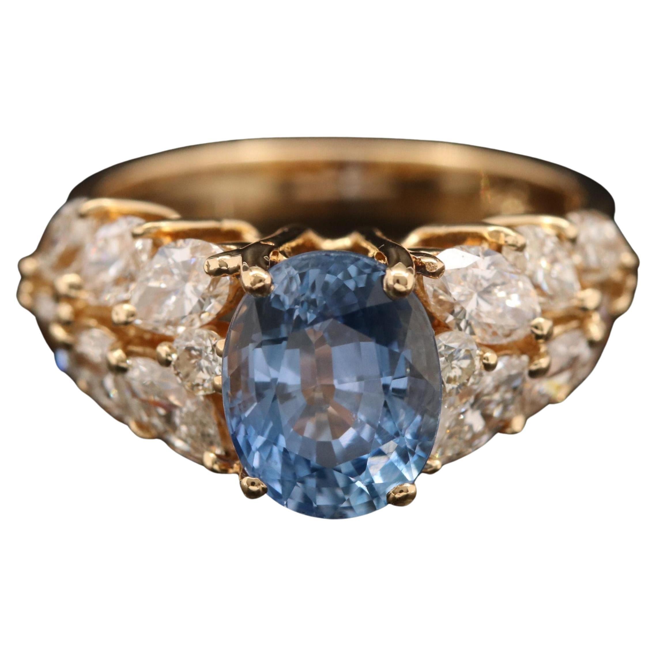 Customizable Sapphire Wedding Ring, Natural Sapphire Gold Statement
