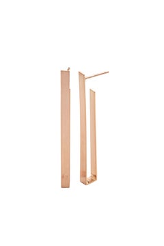 18 Karat Gold Sculptural Rectangle Earrings