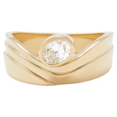 Casey Perez 18K Gold Sculptural Waved Ring with .5 Carat Oval Diamond 