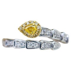 Serpent en or 18 carats avec diamant jaune naturel (redimensionnable)