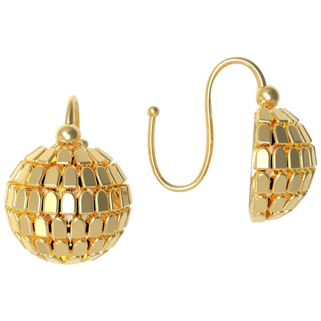 22 Karat Gold Shimmering Earrings by Romae Jewelry Inspired by Ancient Designs