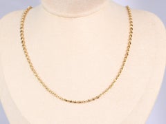 18K Gold Shiny Diamond Cut Moval Bead Necklace 9.77g 21.5" R4582