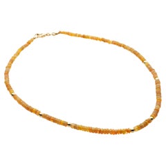 18k Gold Short Orange Opal Beads Necklace