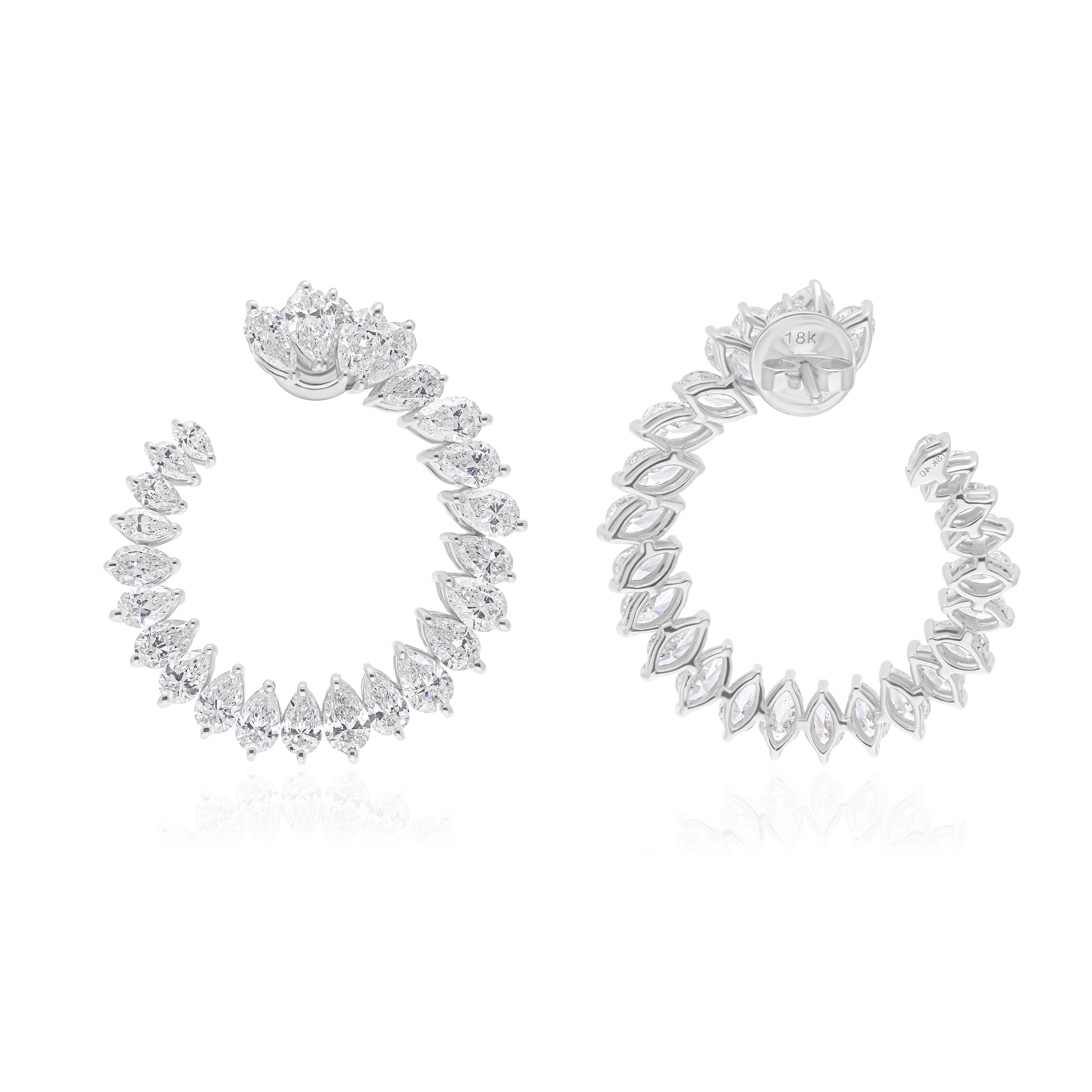 De las mujeres Pendientes de oro de 18 quilates SI/HI de 8 quilates con diamante en forma de C y aro Todos los aranceles pagados en venta