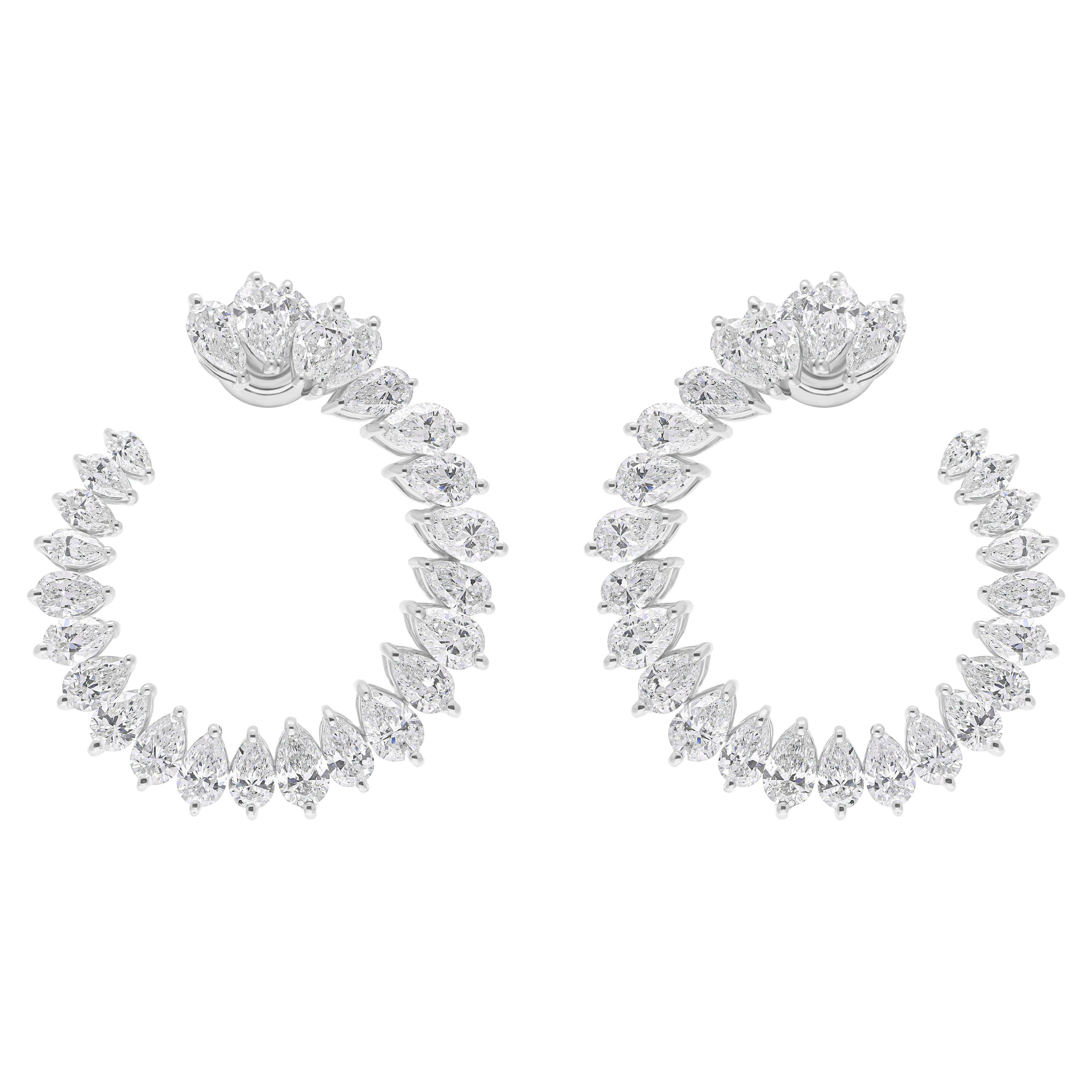 Boucles d
oreilles en or 18k SI/HI 8 Carat Pear Diamond C-Hoop Stud Earrings All Tariffs Paid