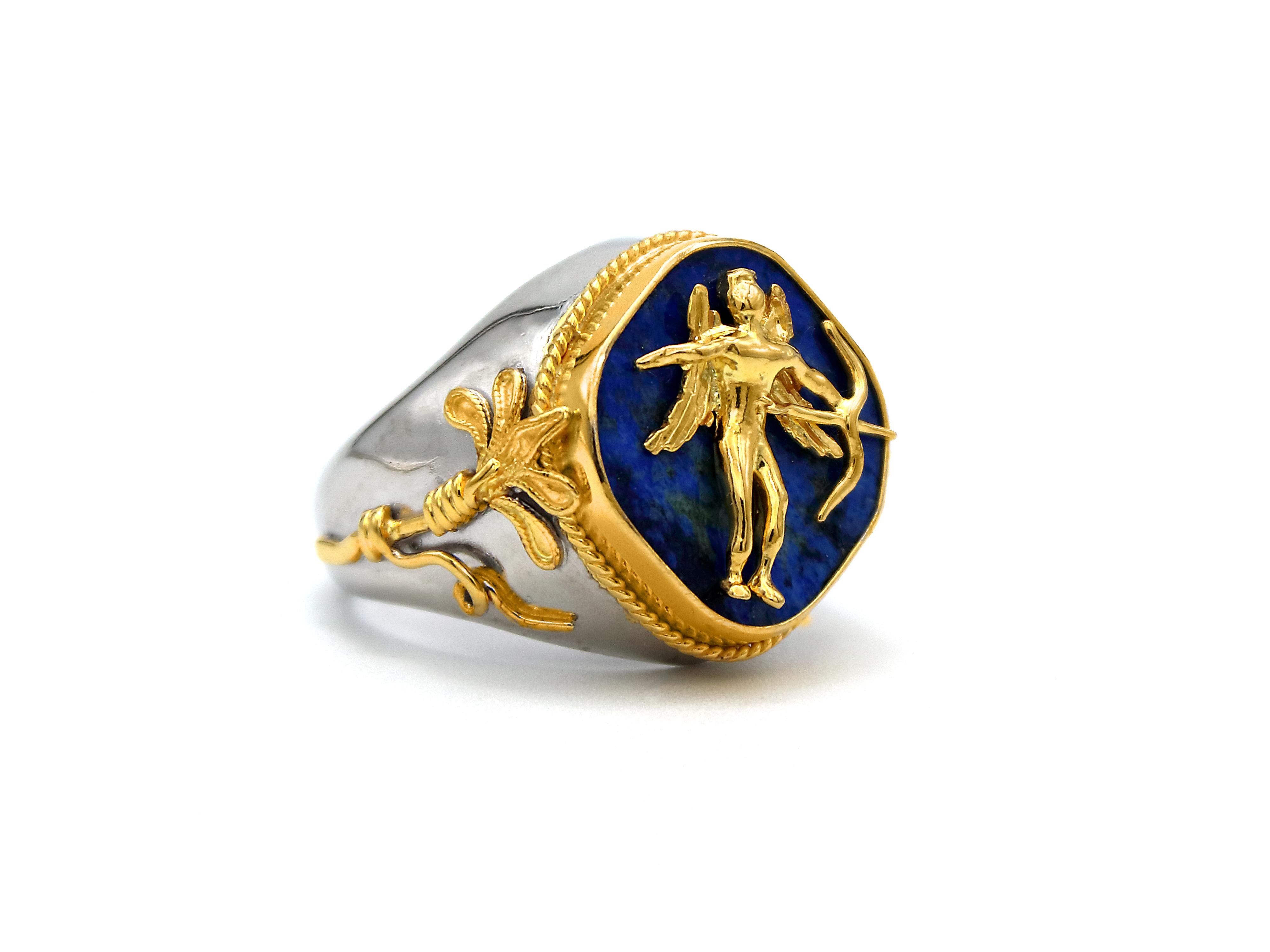 18k Gold & Silber Lapis Lazuli Gott der Liebe 