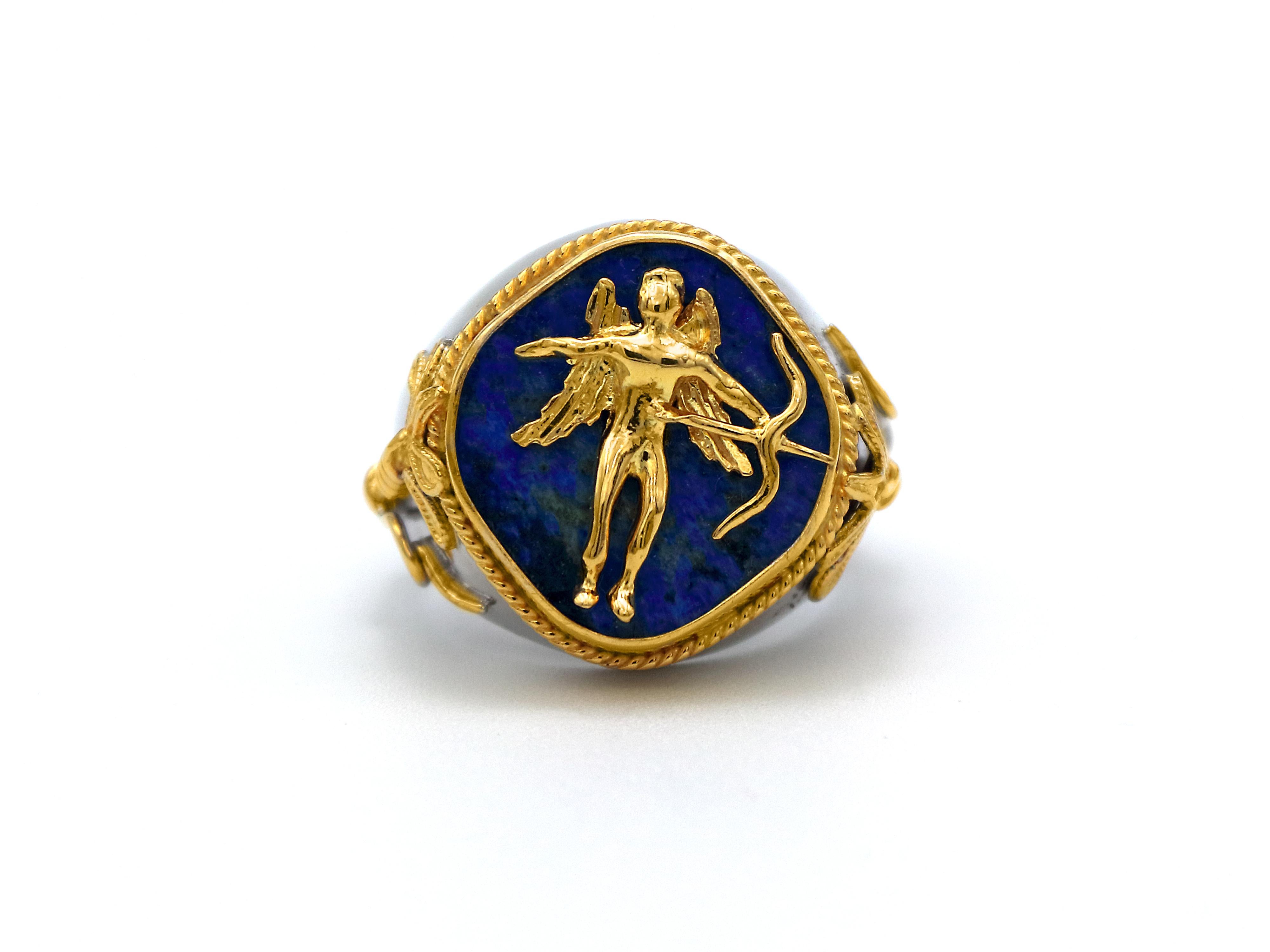 18k Gold & Silber Lapis Lazuli Gott der Liebe 