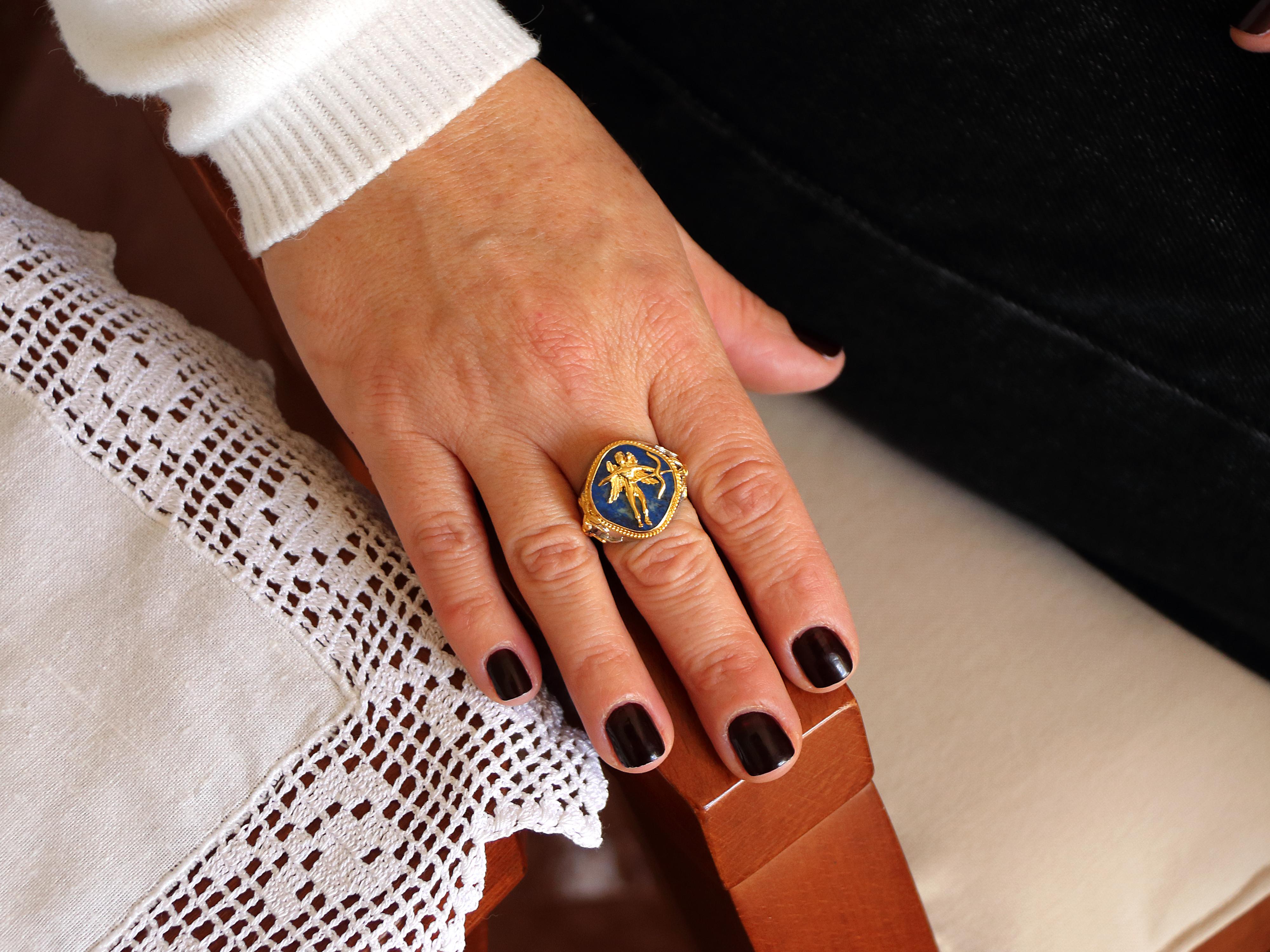 18k Gold & Silber Lapis Lazuli Gott der Liebe 