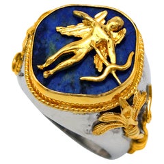 18k Gold & Silver Lapis Lazuli God of Love "Eros" Ring