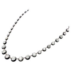18K Gold Silver Riviera Necklace with 11.22 Carat Old European Cut Diamonds GIA