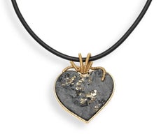 18k Gold Slate and Pyrite Heart Shaped Pendant, by Gloria Bass