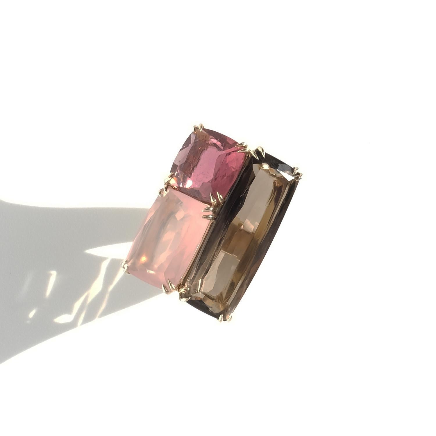Ring aus 18 Karat Gold, Rauchquarz, Turmalin, Rosenquarz und Diamanten von HStern im Angebot 6