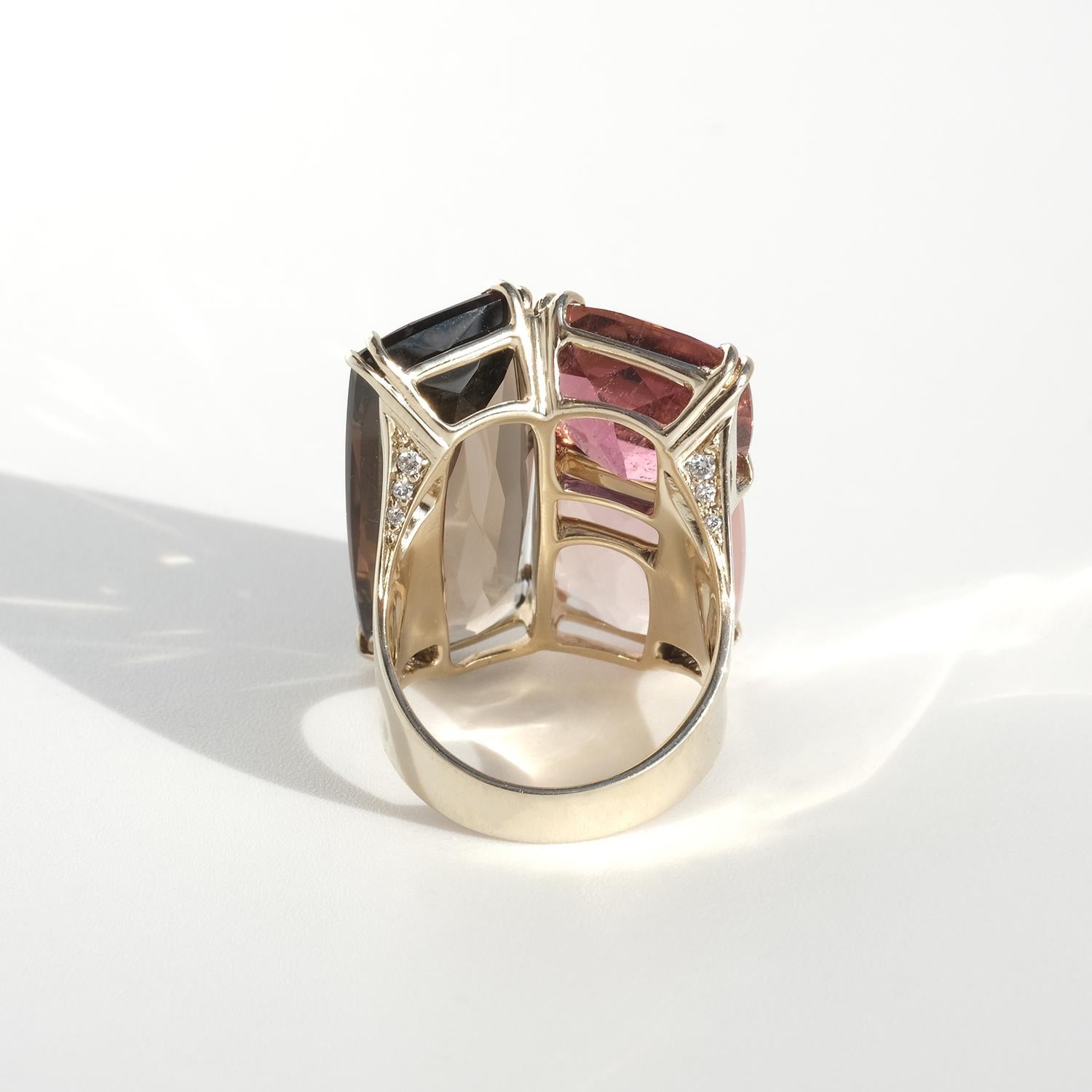 Ring aus 18 Karat Gold, Rauchquarz, Turmalin, Rosenquarz und Diamanten von HStern im Angebot 4