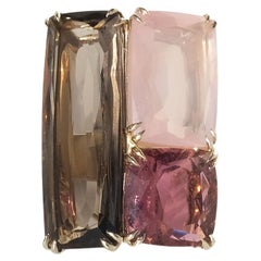 Ring aus 18 Karat Gold, Rauchquarz, Turmalin, Rosenquarz und Diamanten von HStern