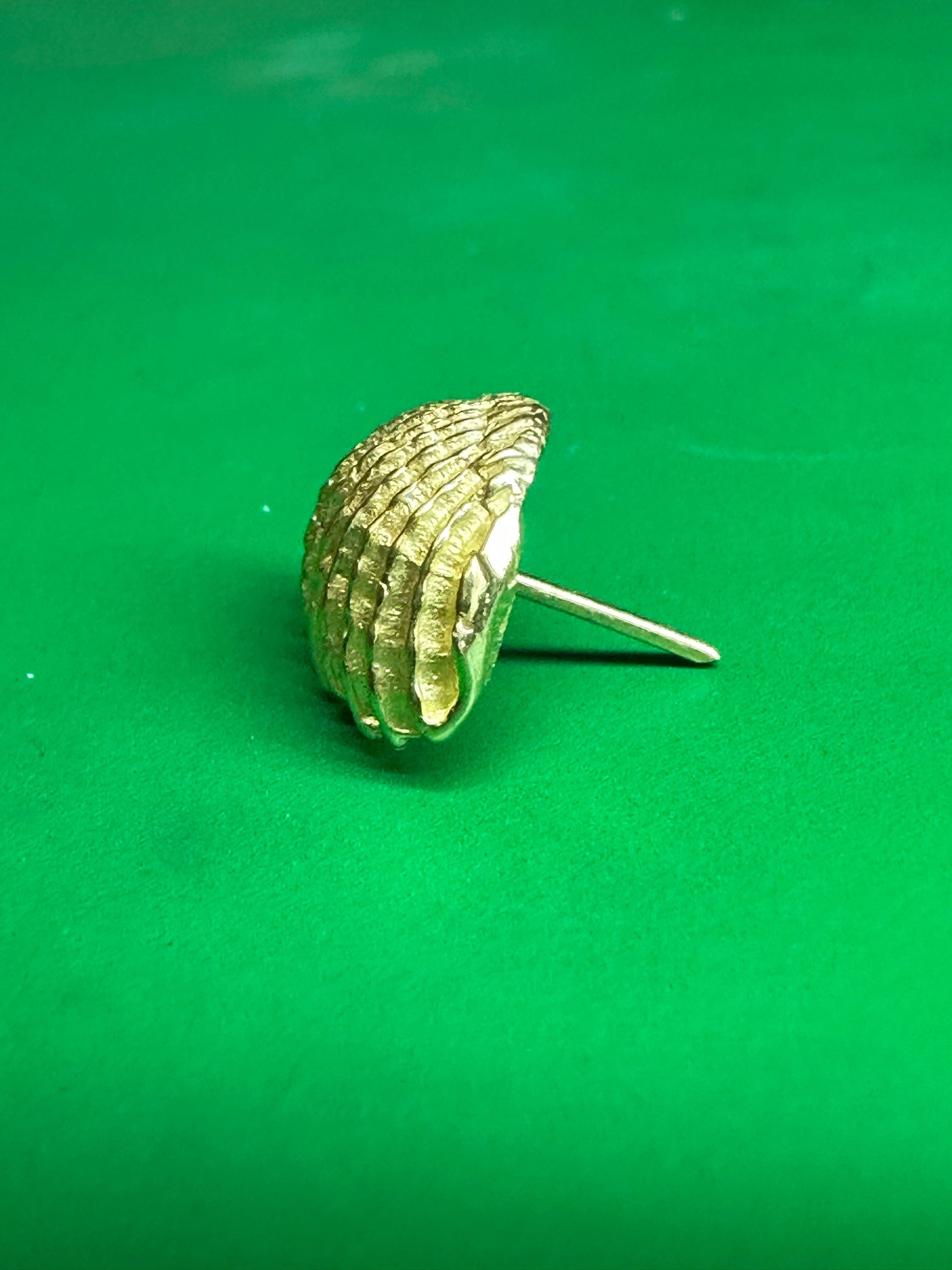 Snail and Sea Shell earring studs in gold one of a kind in stock For Sale 6