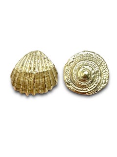 Snail and Sea Shell earring studs in gold one of a kind in stock
