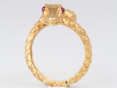 18K Gold Snake Coil Ring with Ruby Eyes 7g+ Unique Scale Skin Texture R6666
