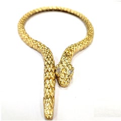 18K Gold Snake Necklace, 380g Flexible Sculptural Collar by Sal Praschnik