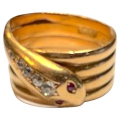 18K gold snake ring hallmarked for Birmingham 1903