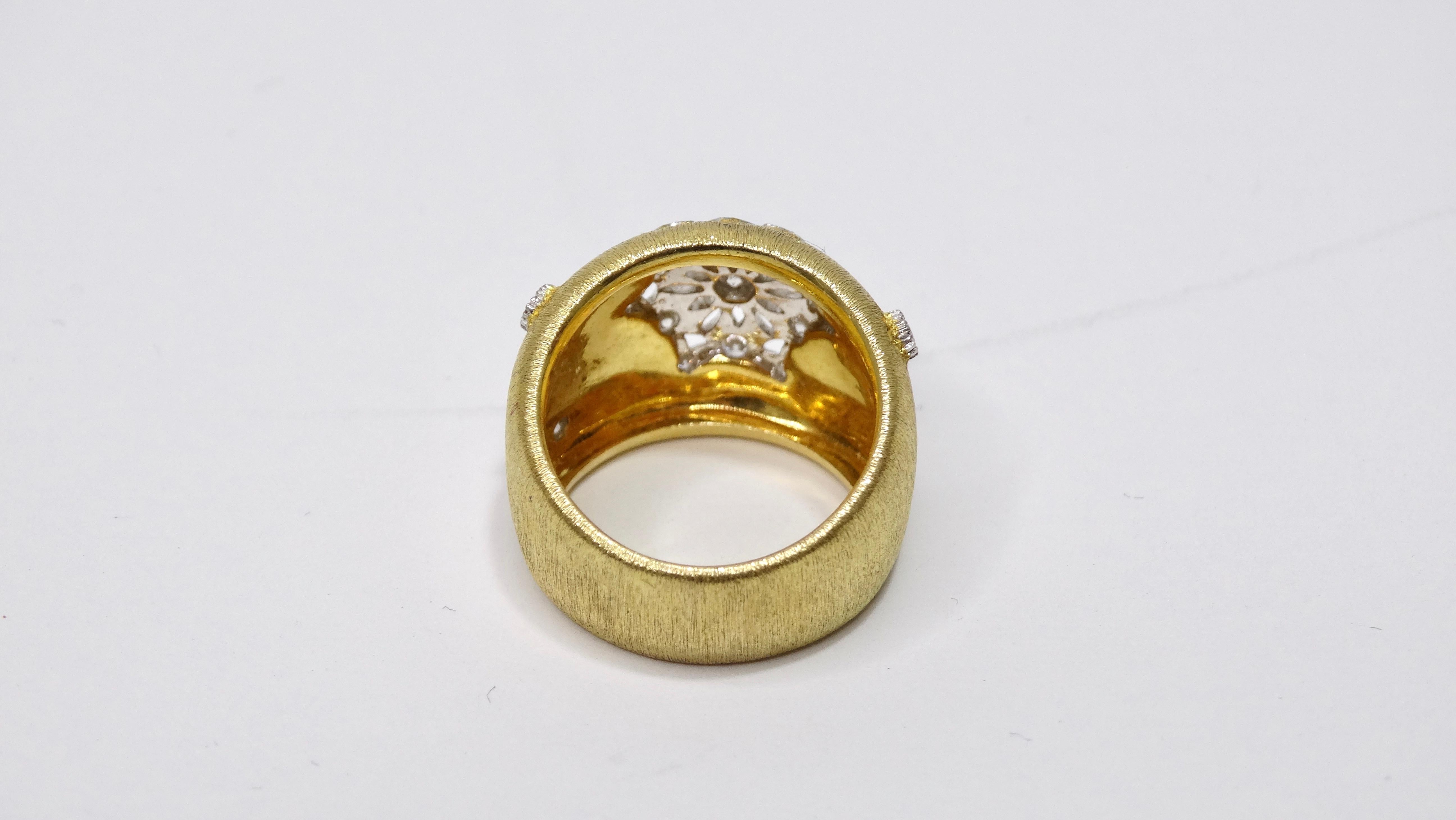 Women's or Men's 18k Gold 'Snowflake' Chunky Ring For Sale