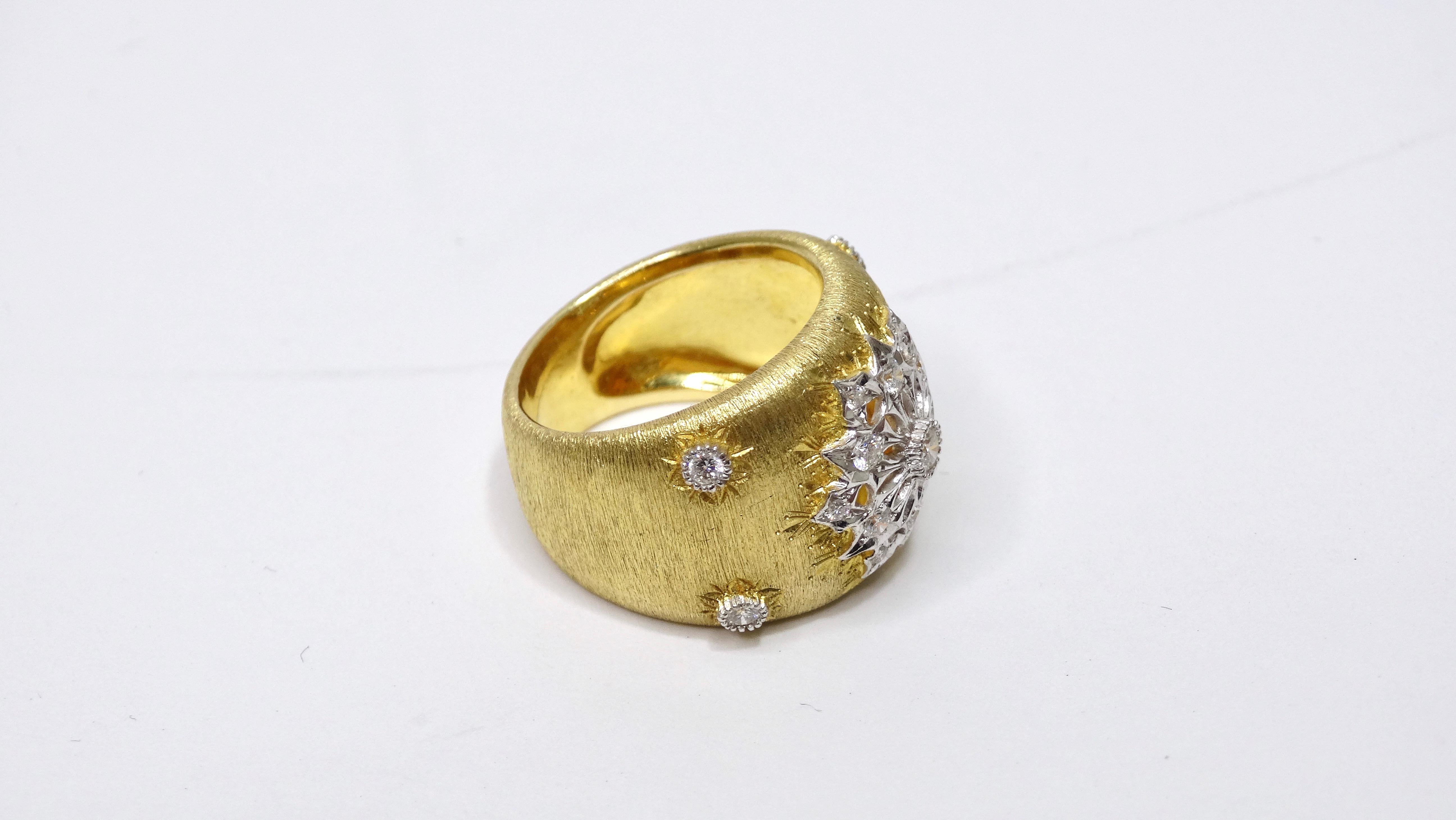 18k Gold 'Snowflake' Chunky Ring For Sale 1