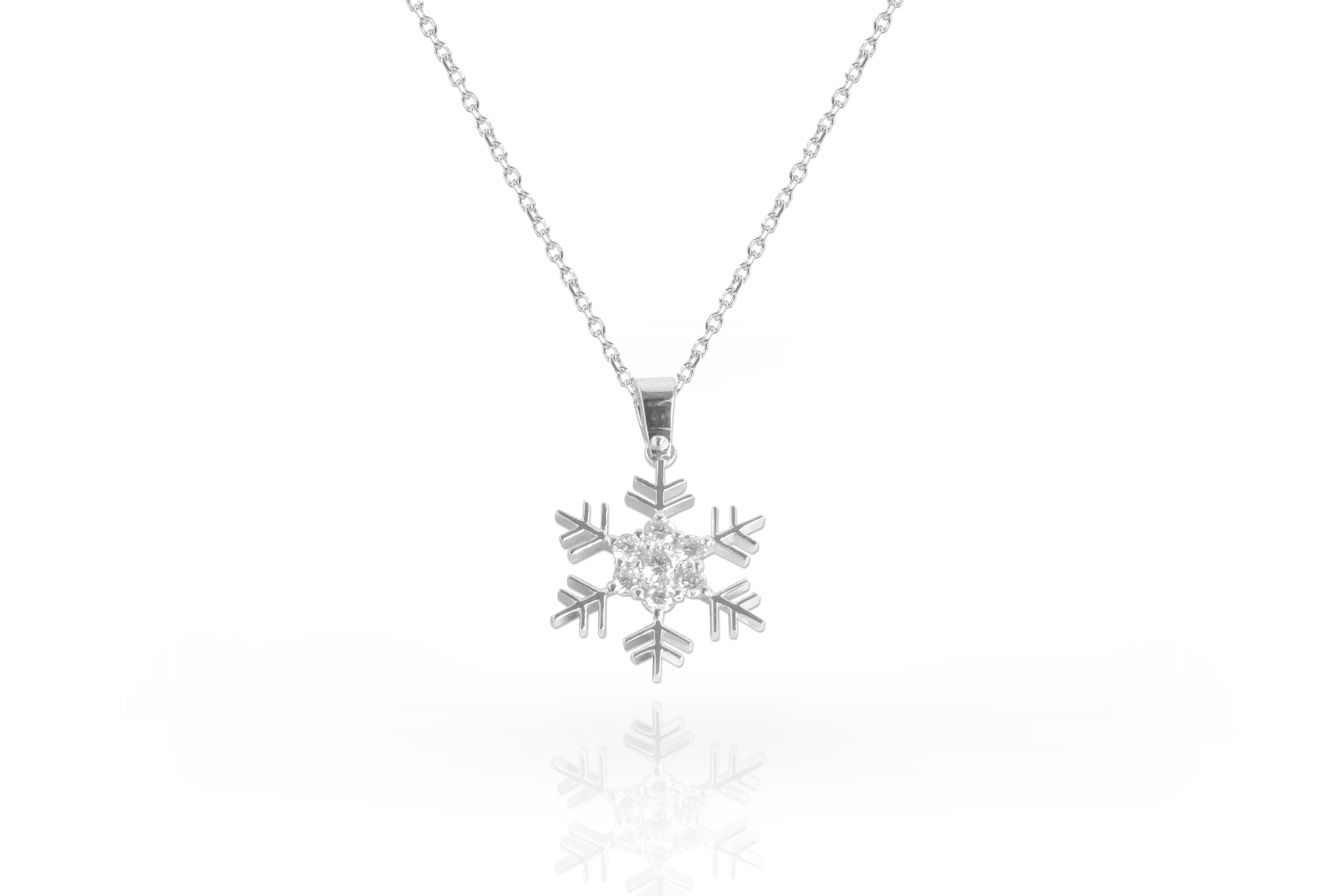 Collier breloque de Noël breloque flocon de neige en or 18 carats avec diamants