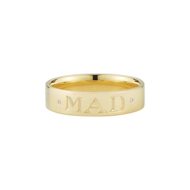 It's a simple ring but the execution is what makes it amazing. The perfect weight, fit, and thickness. This ring can be engraved with a name or initials and customized with diamond accents. It is the perfect plain gold band or made even sweeter with