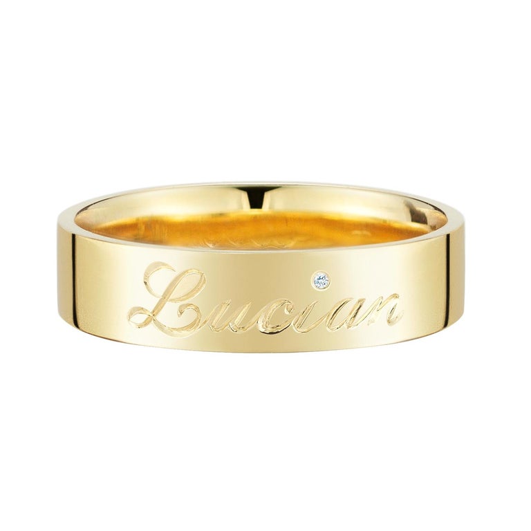 Contemporary 18 Karat Gold Solid Comfort Fit Band with Custom Engraving