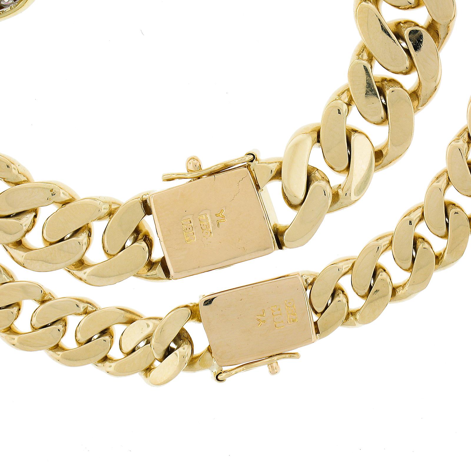 18k Gold South Sea Pearl & 7.65ctw Diamond Curb Link Necklace & Bracelet Set For Sale 7