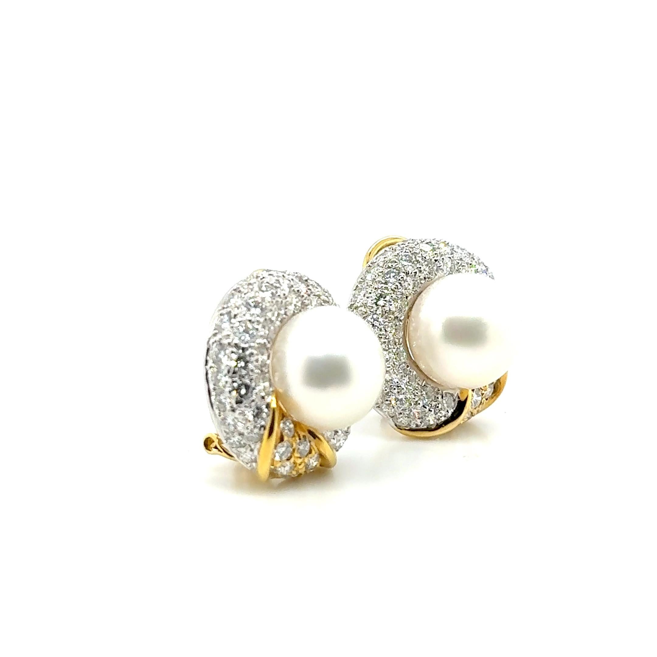 Orecchini in oro 18 carati con perle dei mari del sud e diamanti 5,13 carati in vendita 7