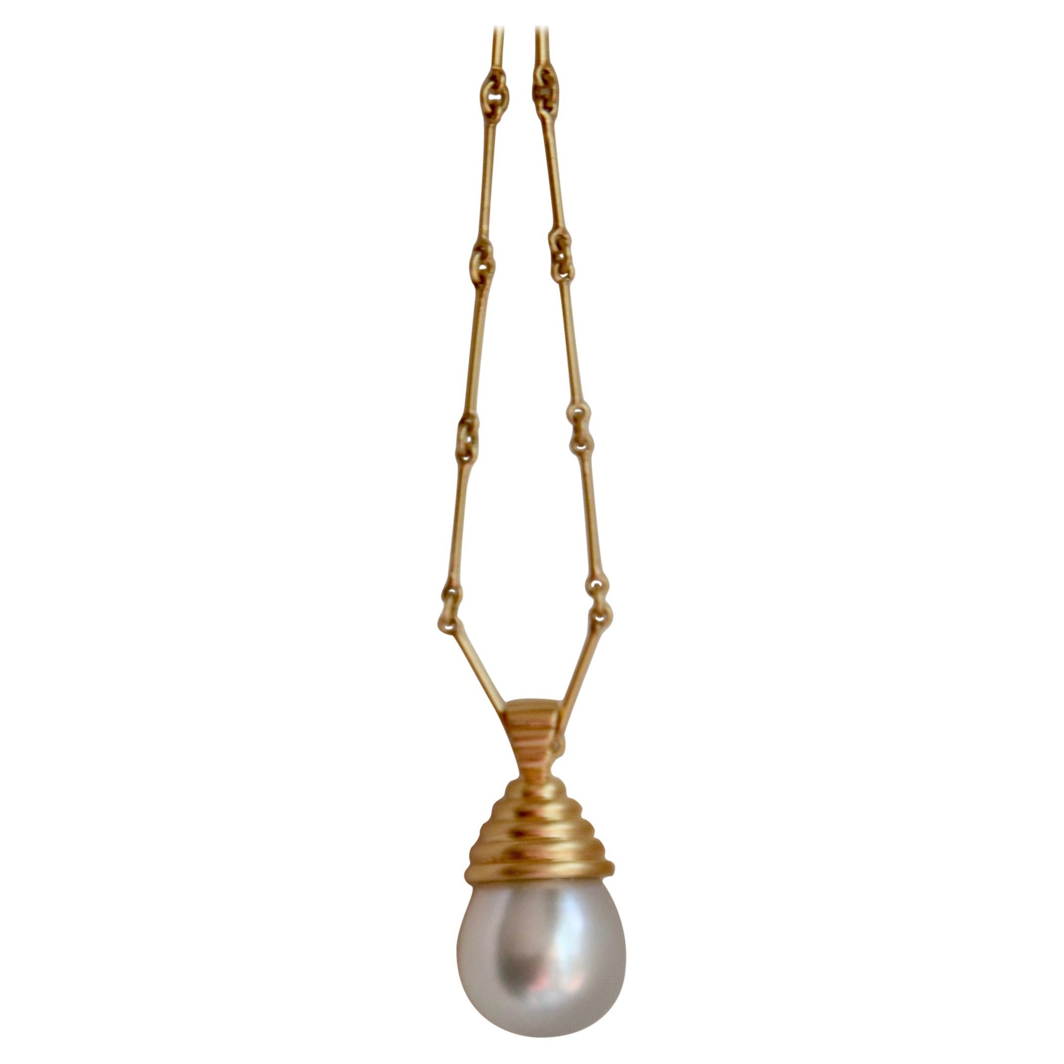 South Sea Pearl, Diamond and 18K Gold Necklace For Sale at 1stDibs