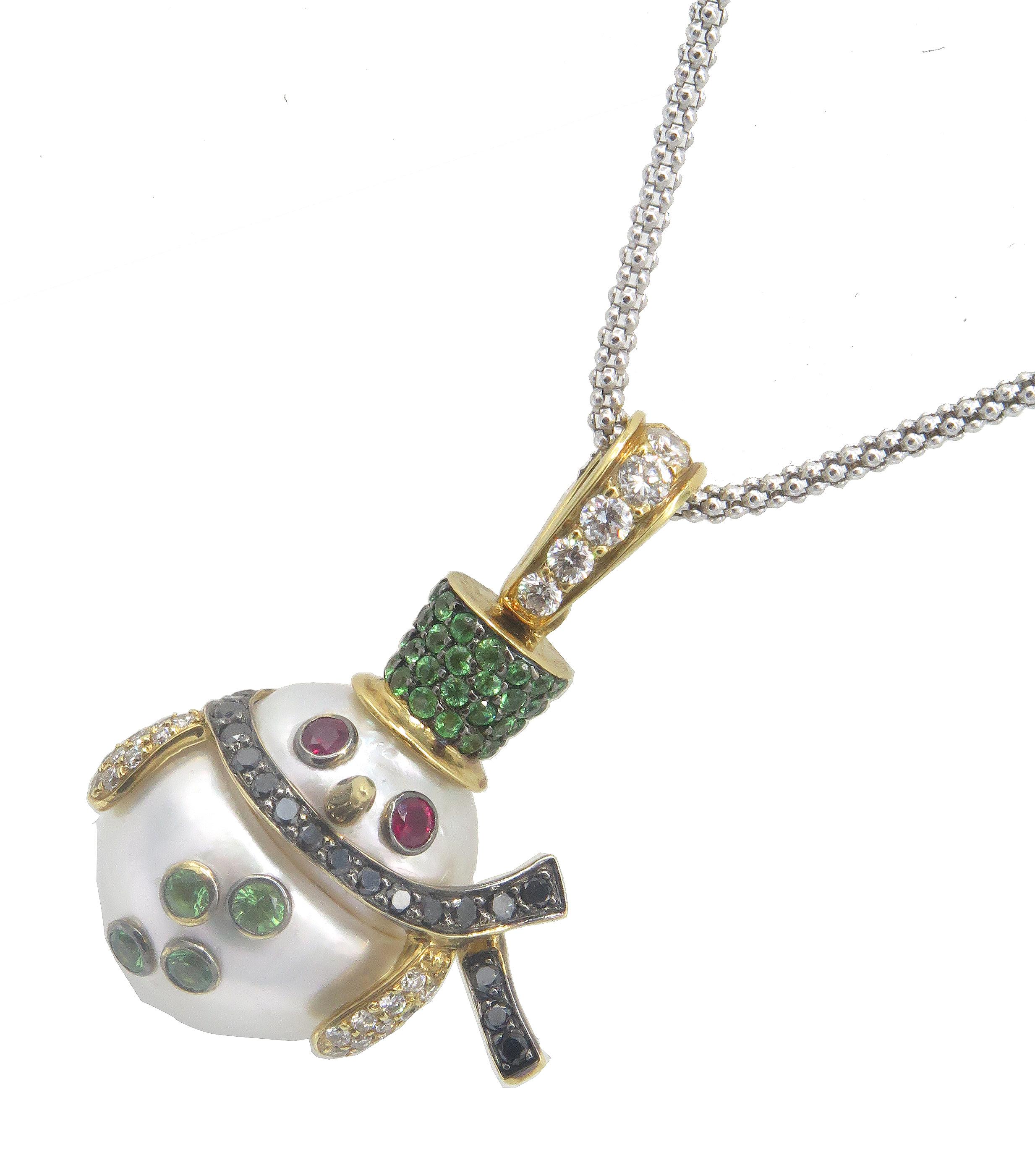 snowman necklace white gold