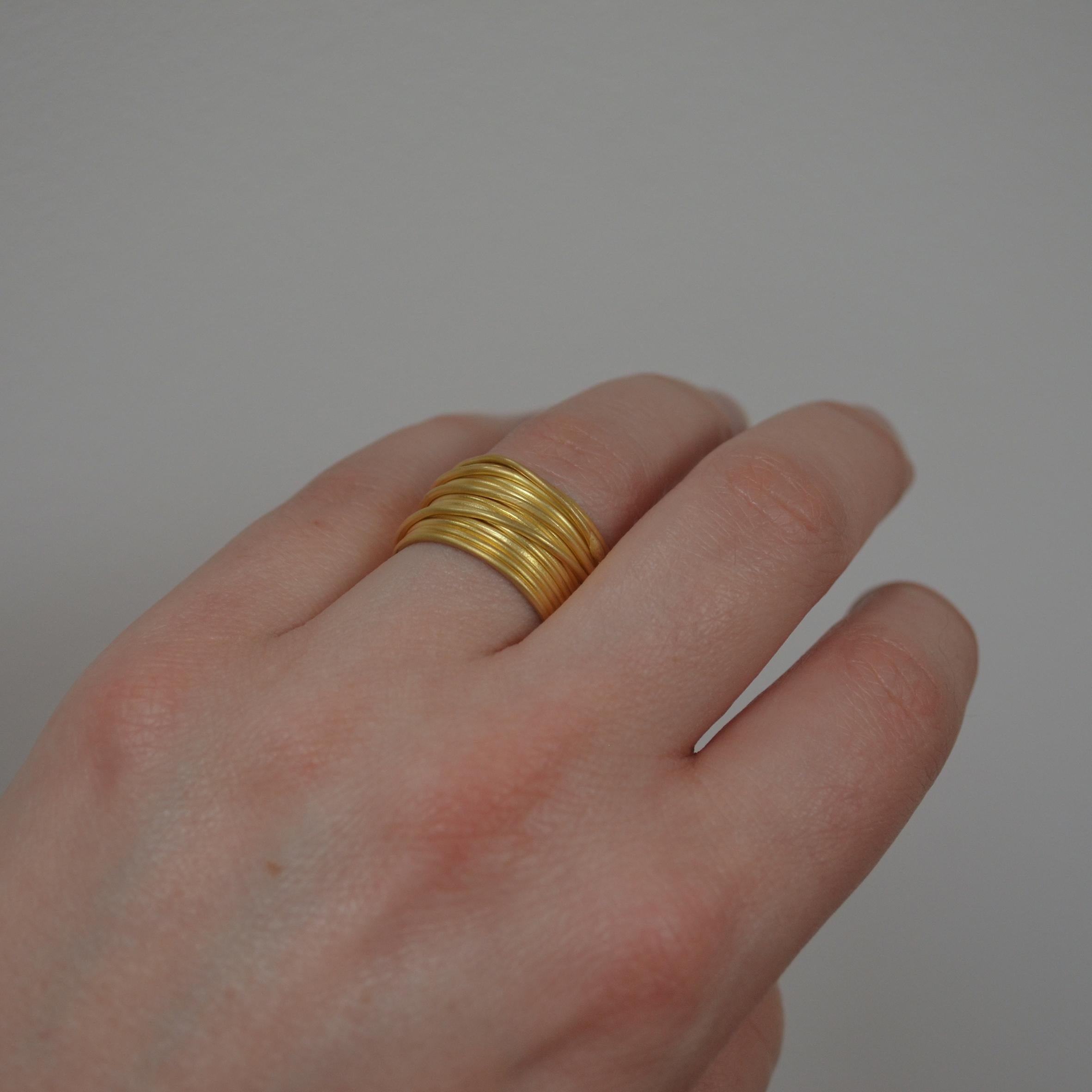 18 Karat Gold 'Spaghetti' Wrapped Wire Contemporary Ring Handmade, Disa Allsopp In New Condition In London, GB