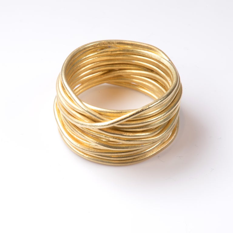 Contemporary 18k Gold 'Spaghetti' Wrapped Wire Ring Handmade by Disa Allsopp For Sale