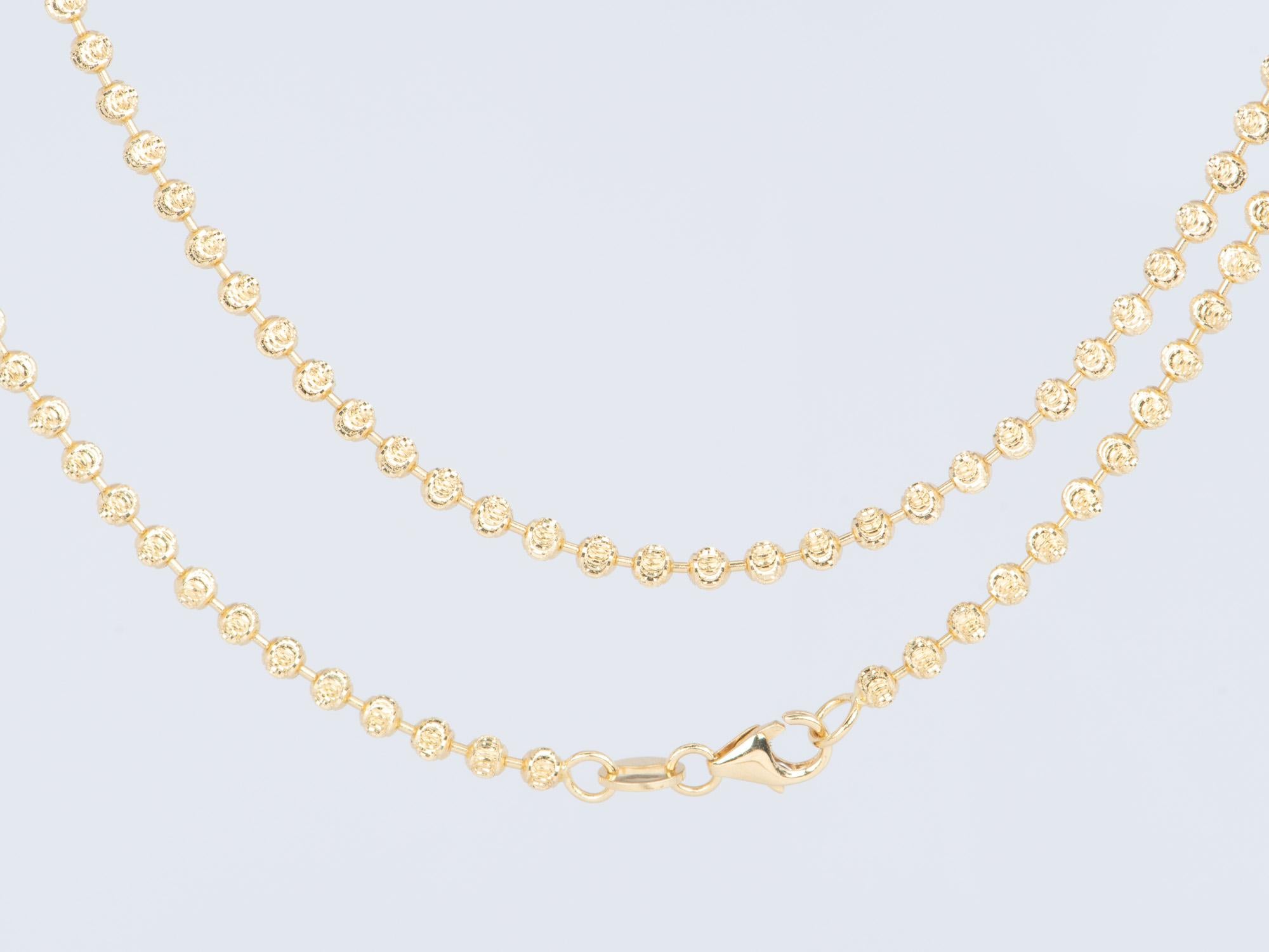 da uomo o donna Collana a catena lunga con perline scintillanti in oro 18K da 23,5