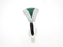 18k Gold Specialty Cut Fine Genuine Natural Emerald and Diamond Ring '#J5124'