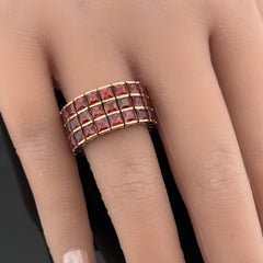 18k Gold Garnet Wide Flexible Eternity Band Ring, 8.10ctw, Sz 6.5