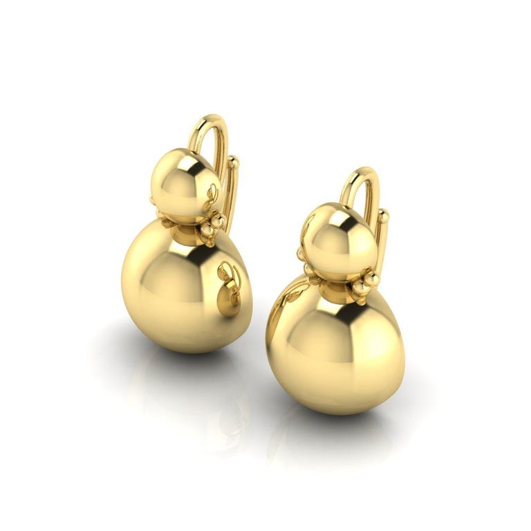 22K Yellow Gold Small Sphere Earrings by Romae Jewelry Inspired by Ancient Roman Examples. Our luxurious 