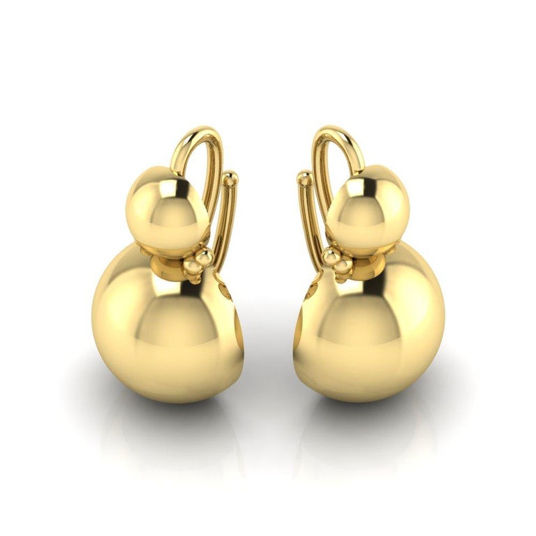 Classical Roman 22 Karat Gold Small Sphere Earrings by Romae Jewelry Inspired by Roman Examples For Sale