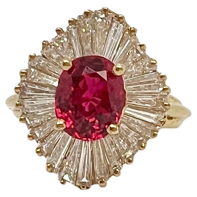 18k Gold, Spinel, And Diamond Ring