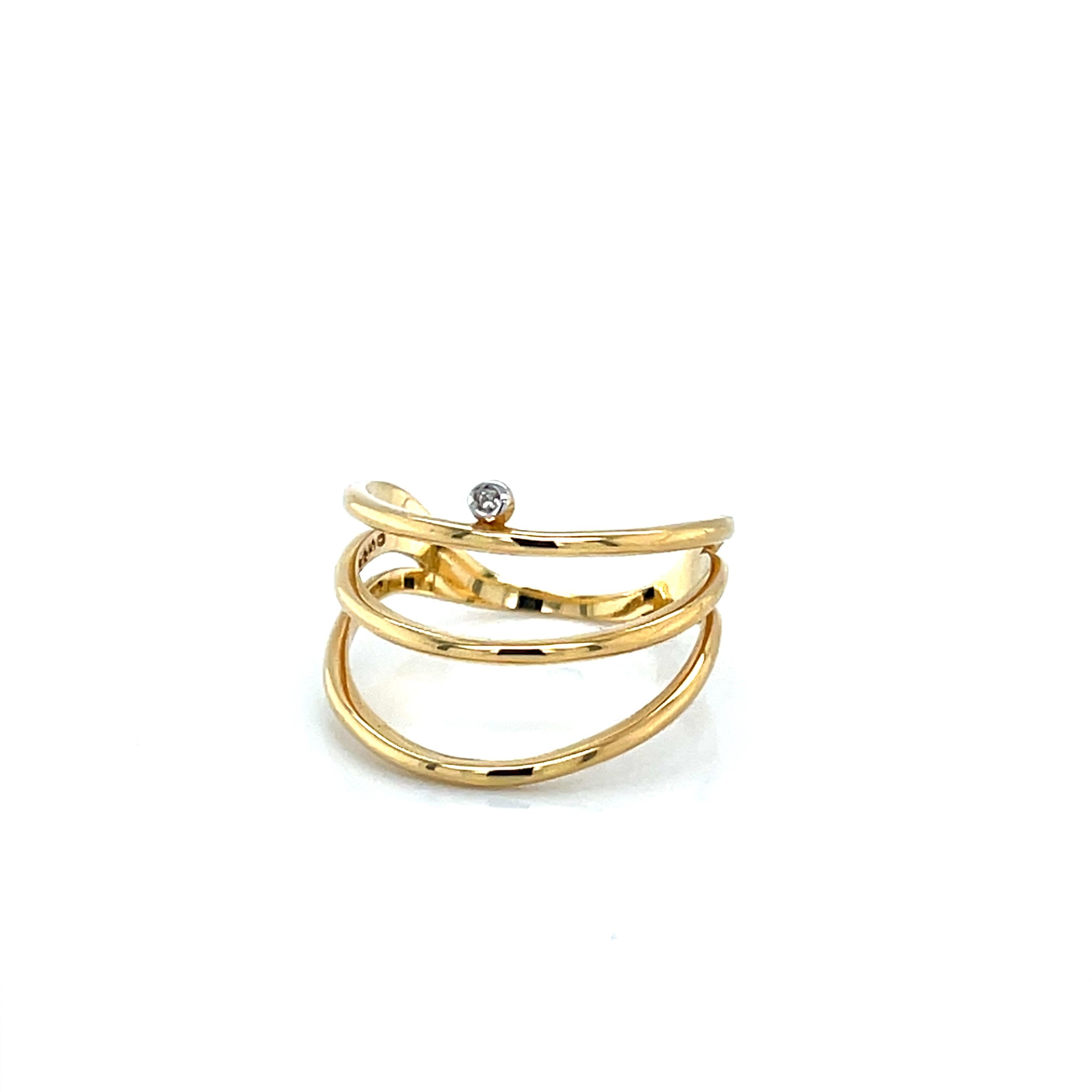 18K Gold Spiralring mit Diamant-Akzent (Modernistisch) im Angebot