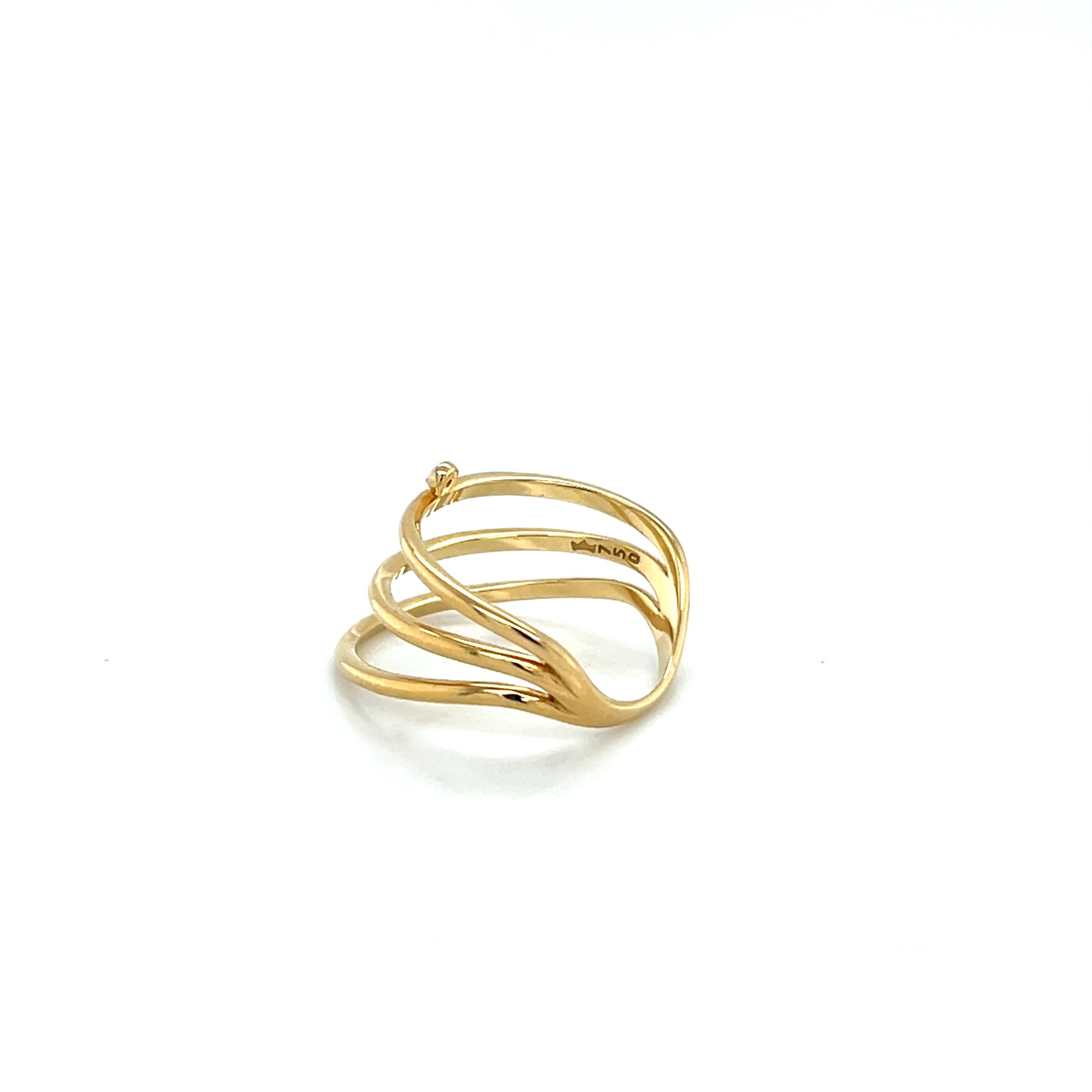 18K Gold Spiralring mit Diamant-Akzent für Damen oder Herren im Angebot