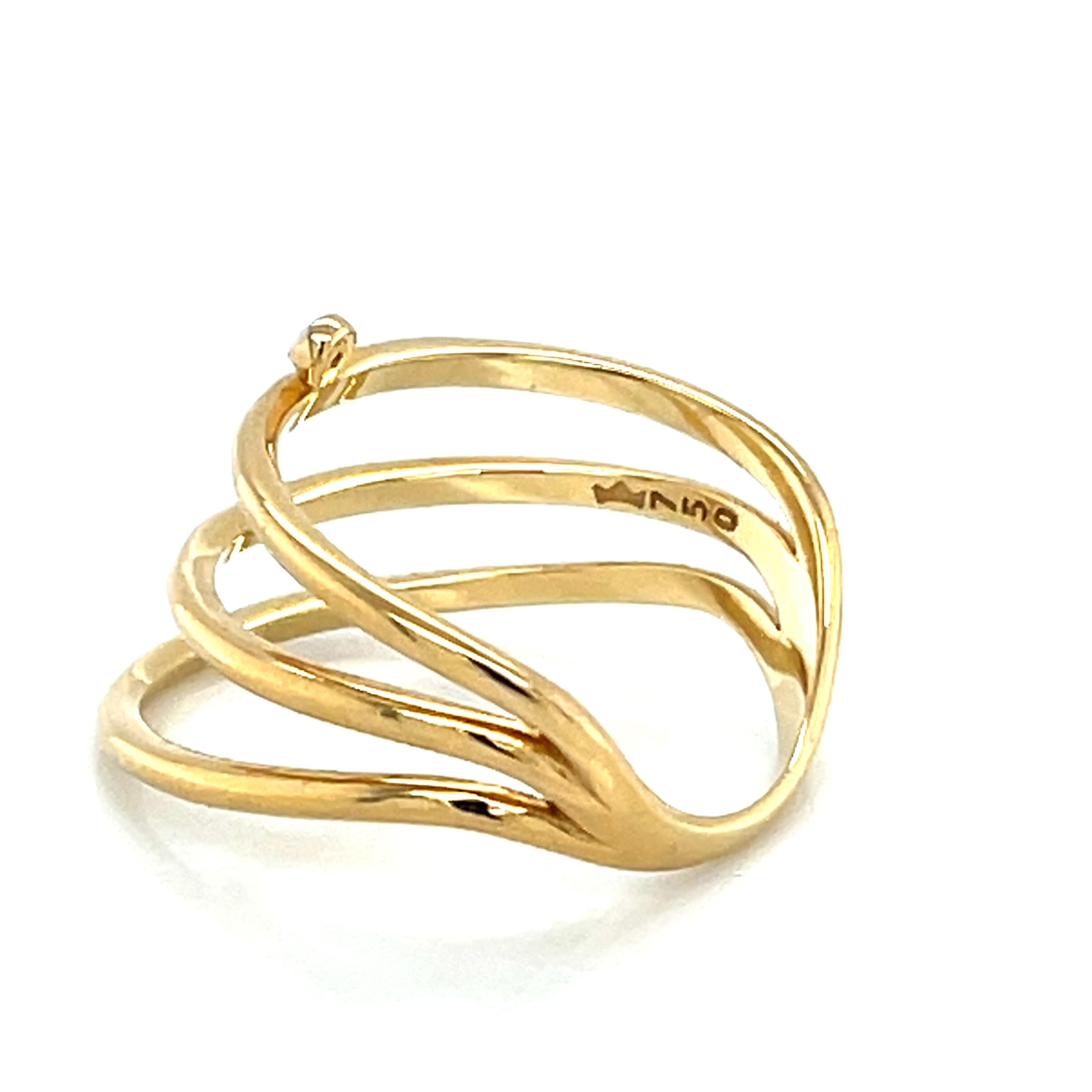 18K Gold Spiralring mit Diamant-Akzent im Angebot 1