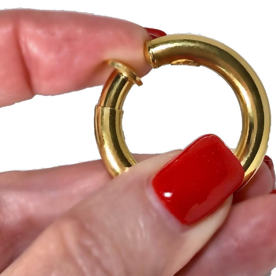 Women's 18K Gold Spring Loaded Hoop Earrings for Non Pierced Ears