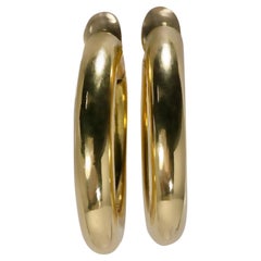 18K Gold Spring Loaded Hoop Earrings for Non Pierced Ears