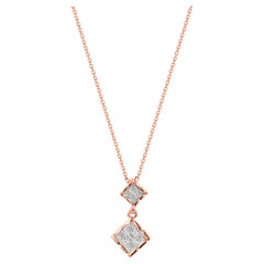 18k Gold Square Charm Diamond Necklace Dainty Charm Necklace 