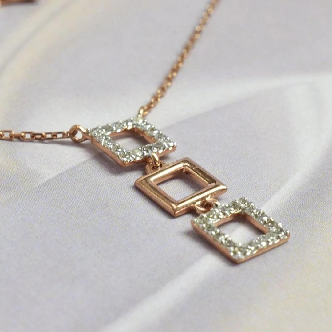Modern 18k Gold Square Drop Necklace Minimal Necklace Layering Necklace Jewelry For Sale