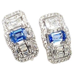 Orecchini in oro 18k con zaffiro dello Sri Lanka, carati 1,33 e diamanti