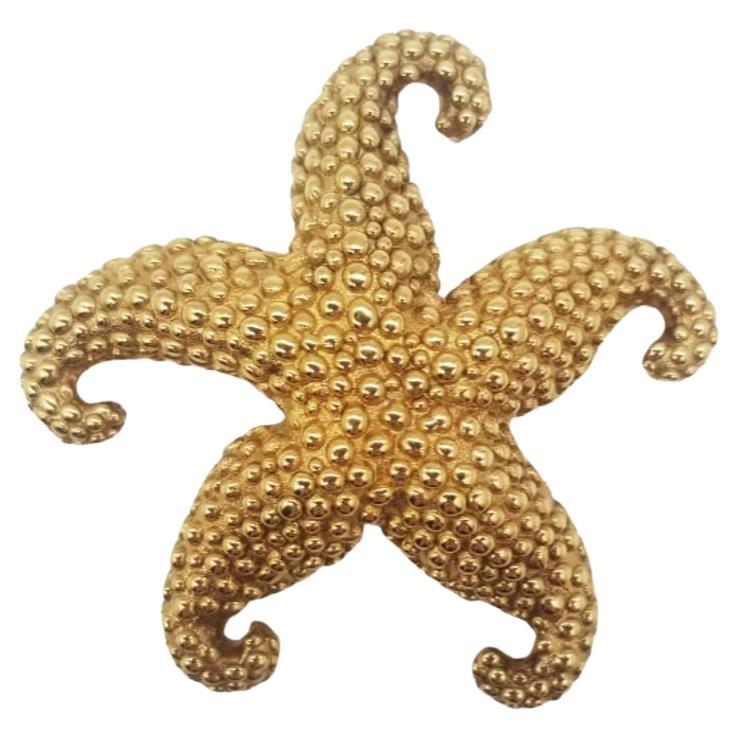 18K Gold Starfish Pin Brooch by Aya Azrielant For Sale