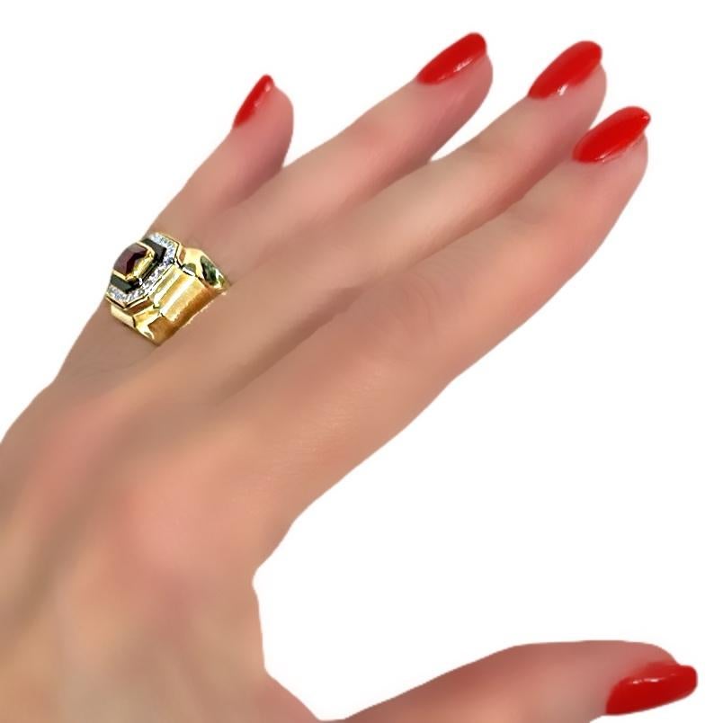 18k Gold Statement RIng Featuring An Unenhanced Mozambique Ruby, Onyx & Diamonds For Sale 8